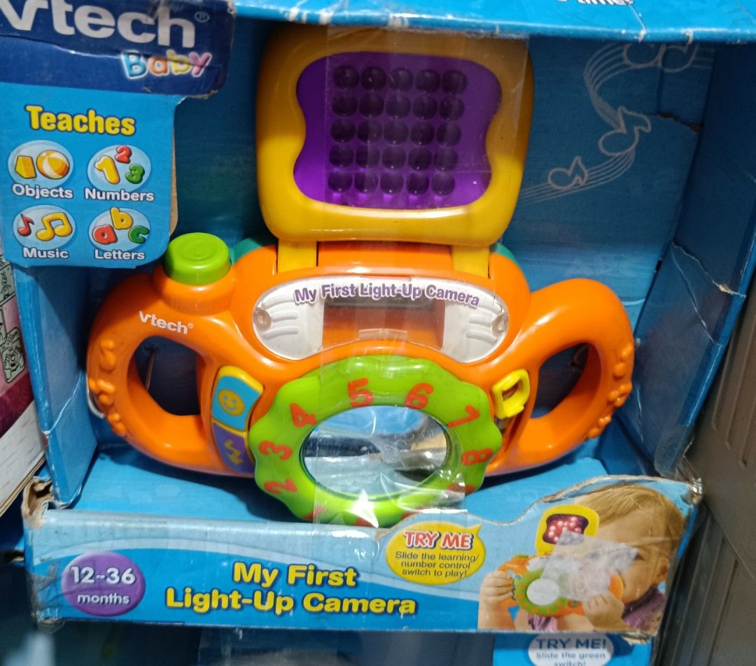 Vtech My first Light up Camera (Category: Educational & Learning Toys) located in Quezon City. Submitted by mhoniqvela04 (Listing ID 1263768045, Image 1). Description: brandnew-working and tested damaged box only! pm for more details.