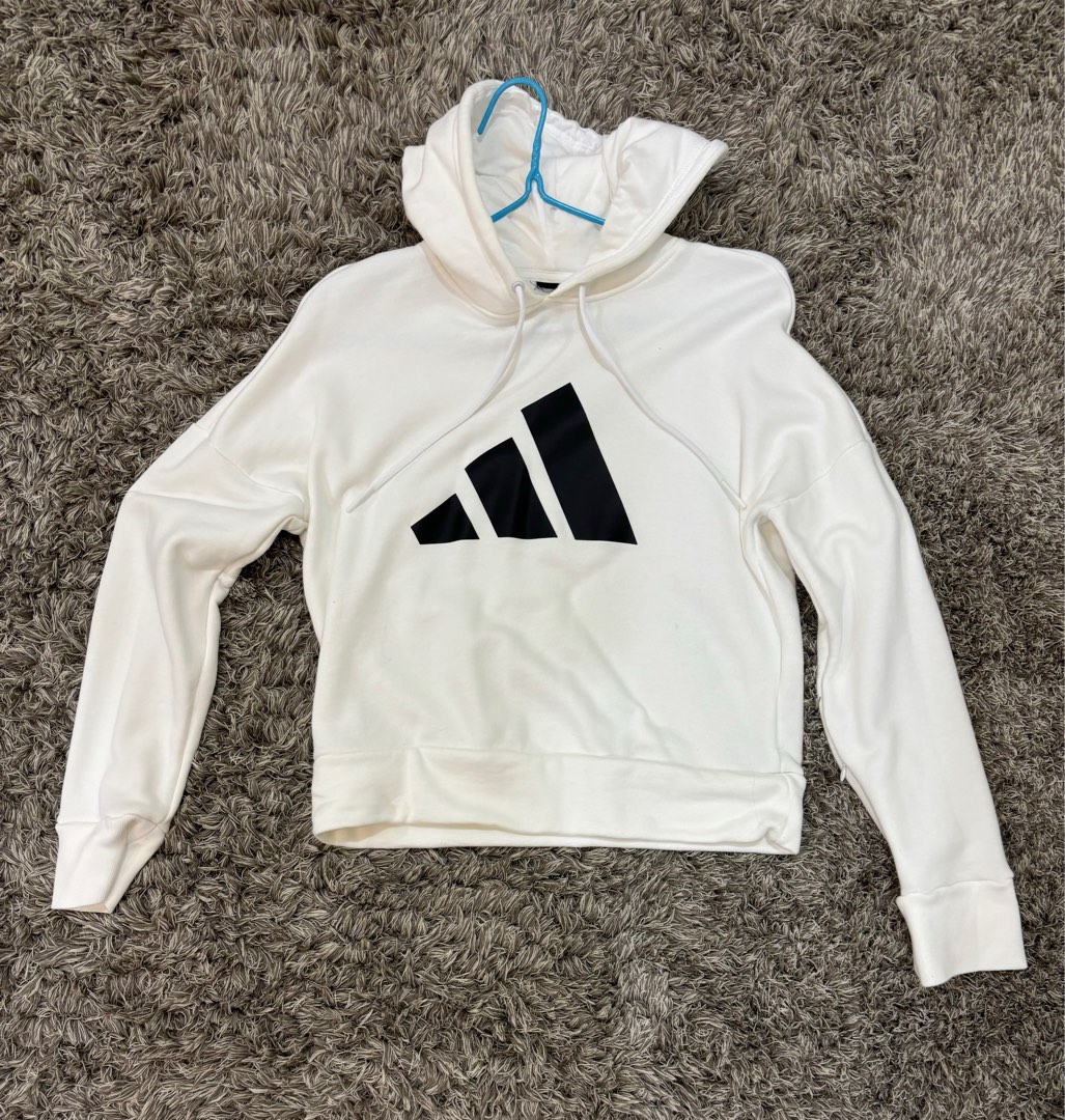 White adidas hoodie Women s Fashion Coats Jackets and Outerwear