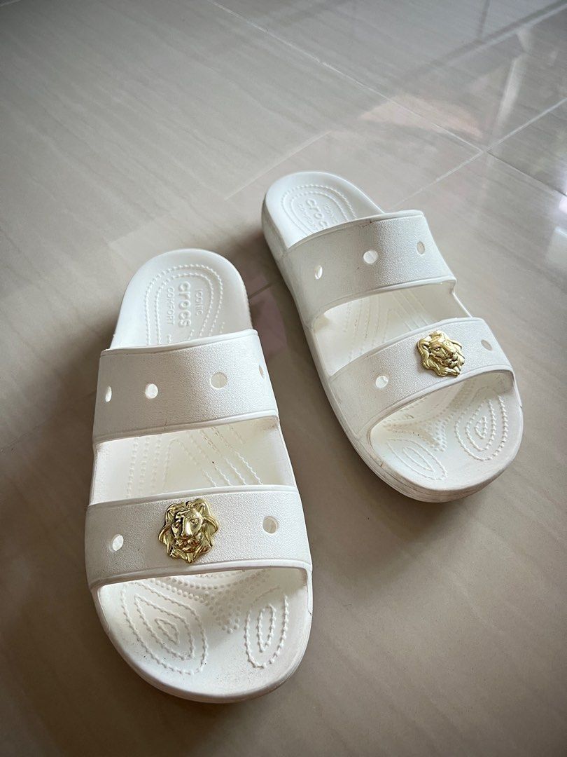 White and gold slippers hotsell