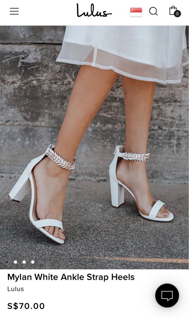 Mylan White Ankle Strap Heels