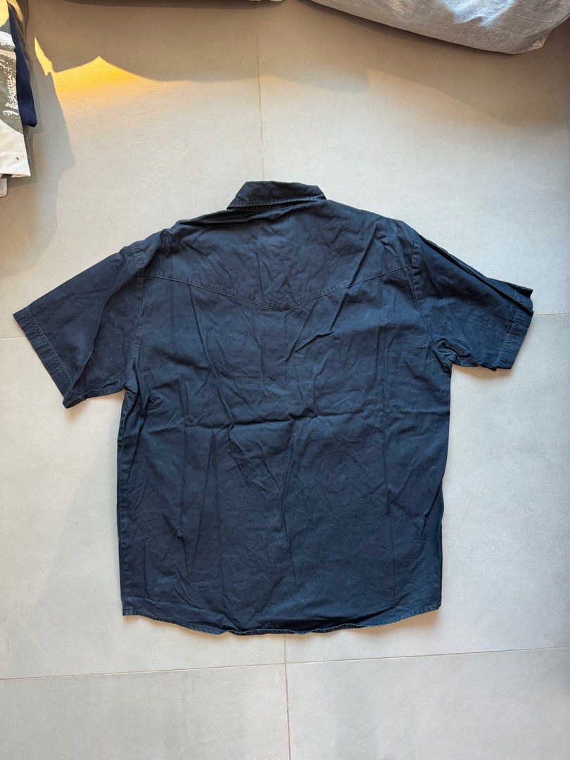 Wtaps Navy S/S Shirt - Size 2, 男裝, 上身及套裝, T-shirt、恤衫、有