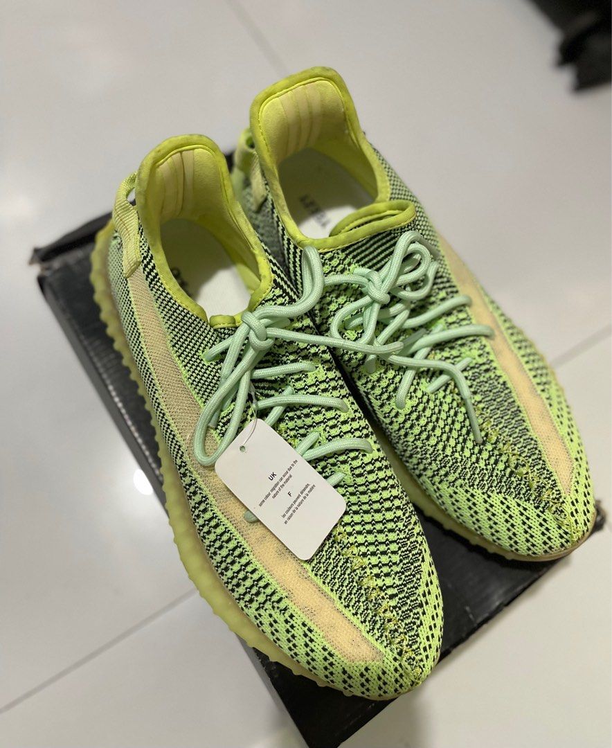 Yeezy x Adidas Neon Green Knit Fabric Boost 350 V2 Glow Sneakers Size 40