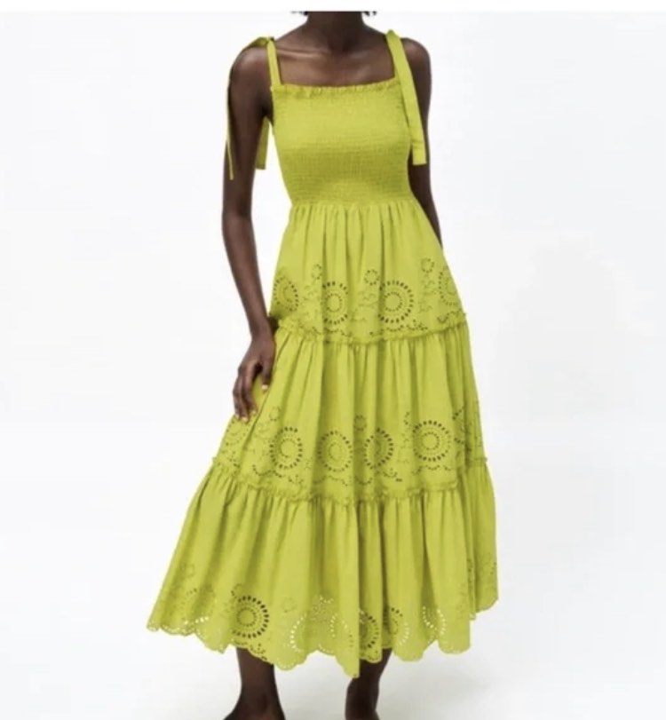Zara green maxi dress, Women
