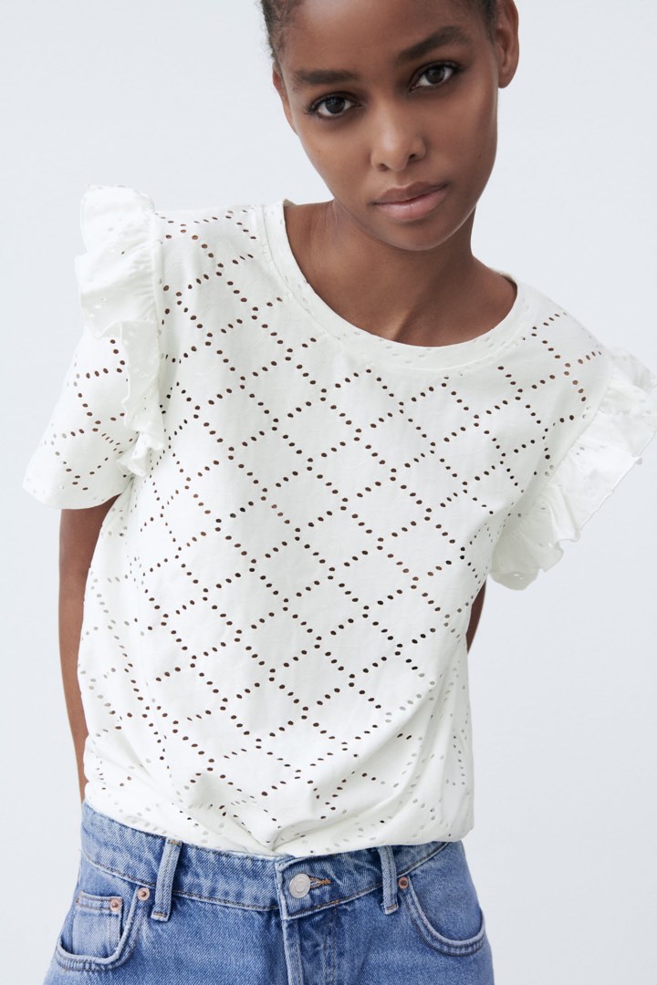 ZARA jacquard top, Women's Fashion, Tops, Blouses on Carousell