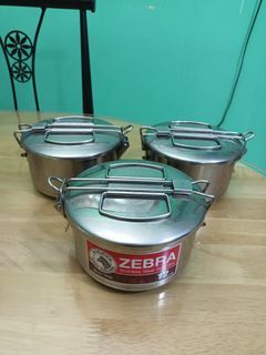 Zebra Stainless Metal Round Lunch Box