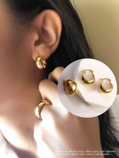18K Gold dome set ( earring en ring)