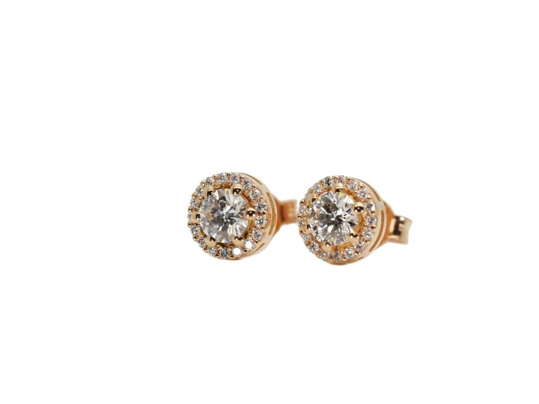Gold halo earrings sale