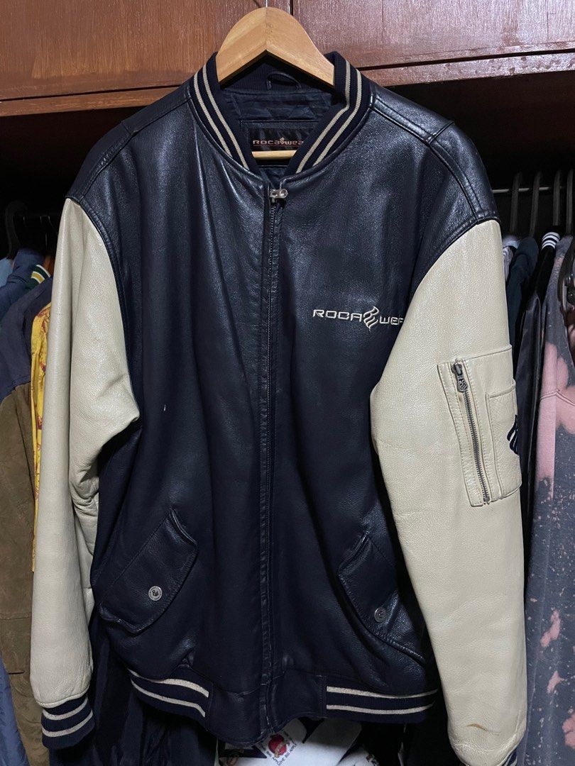 90s Rocawear Vintage Leather Jacket Hip Hop Rap Jay Z