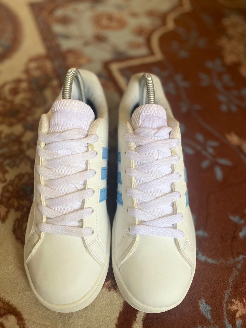 ADIDAS GRAND COURT WHITE STRIP BLUE ORIGINAL Fesyen Wanita Sepatu di