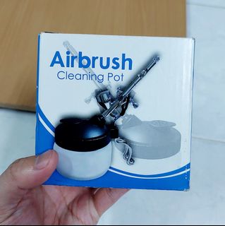 KKmoon Airbrush Cleaning Pot, Glass Air Brush Holder, Paint Jar