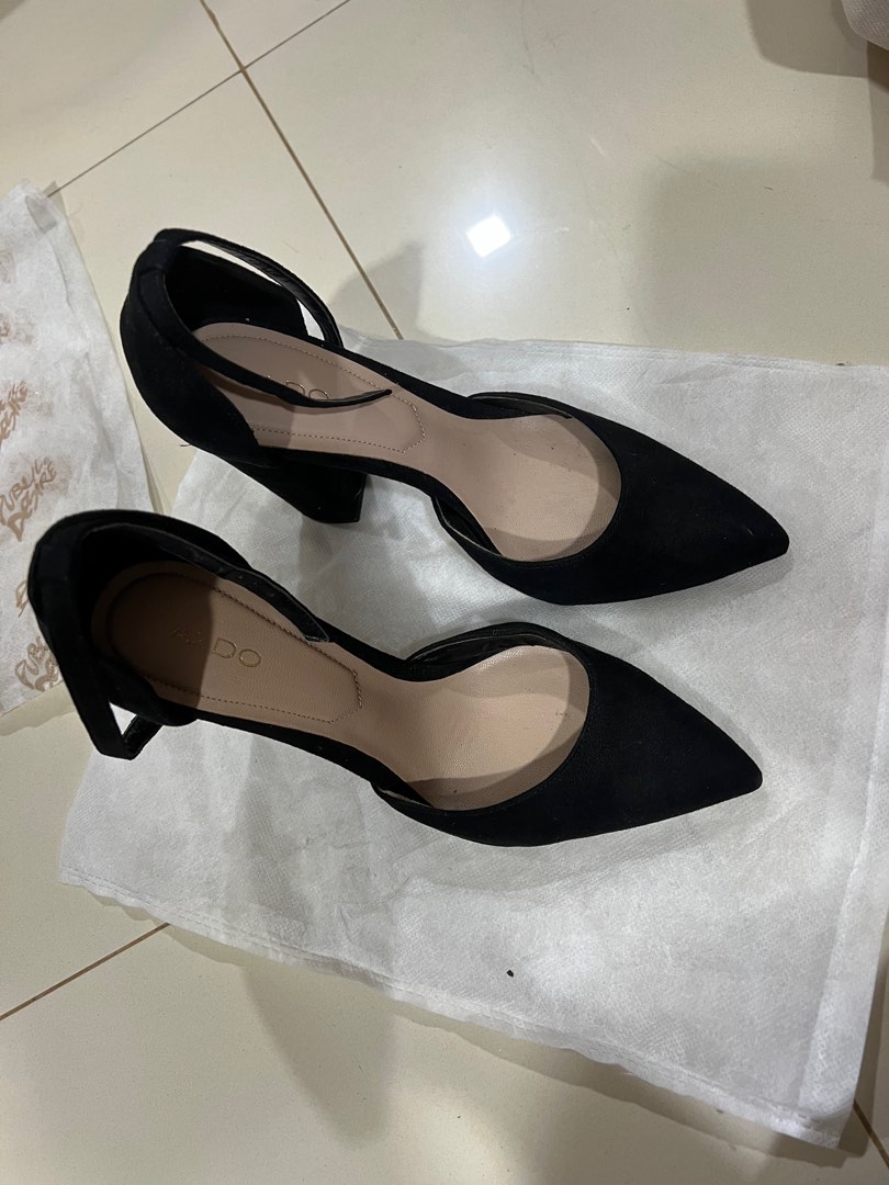 Aldo pointed black suede heels