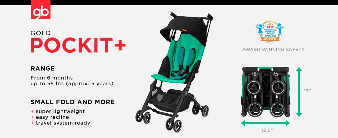 gb Pockit + Lightweight Stroller, Satin Black