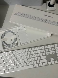 Apple Magic Keyboard with Numeric Keypad with box and unused charger, FREE Desk Mat