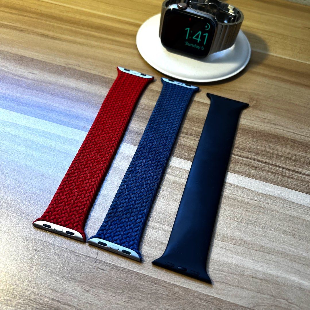 Apple Watch 45mm 44mm 42mm Braided Loop Blue and Red and