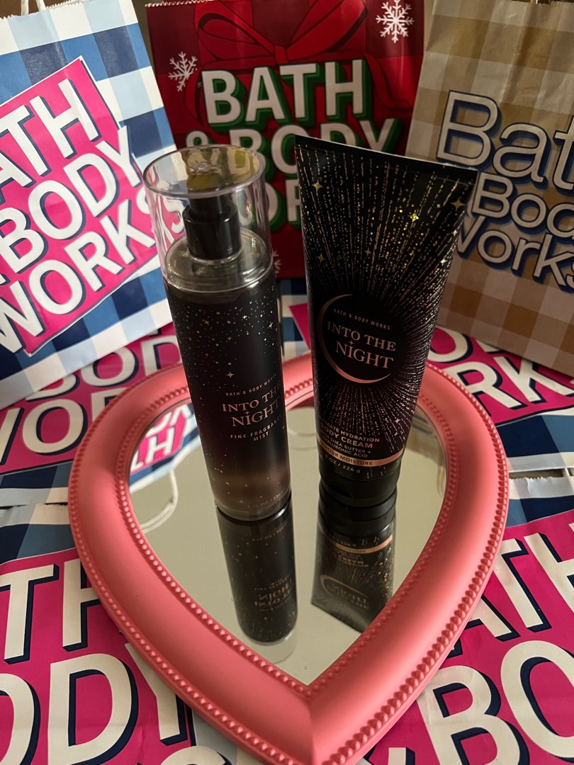 Bath & body works set (Into the night fragrance mist and body cream ...