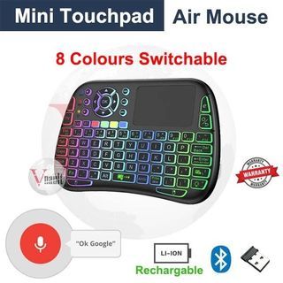 Best Mini Backlit Touchpad Keyboard Air Mouse 2.4 GHz Bluetooth Voice Rechargeable Remote Controller Multi-Purpose