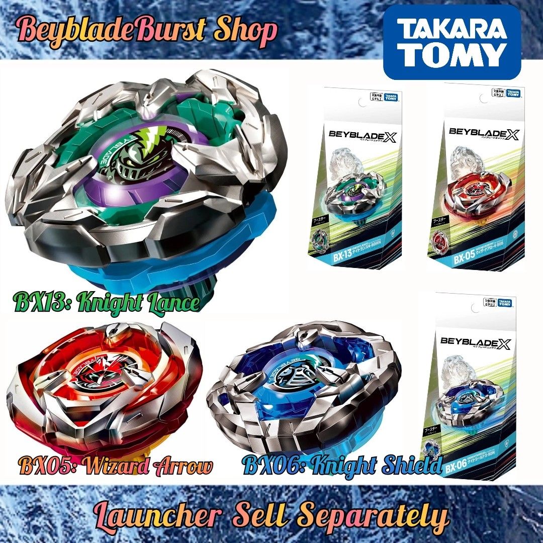 Beyblade X : BX19 Rhino Horn BX05 Wizard Arrow BX06 Knight Shield BX13 ...