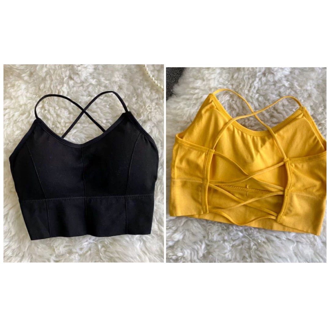 Assorted Brands Black Criss Cross Back Sports Bra, Women's Fashion,  Activewear on Carousell