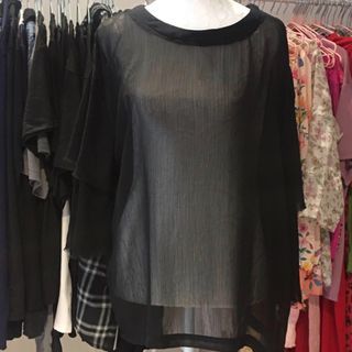BLACK SEE THROUGH LONG SLEEVE TOP COVER UP