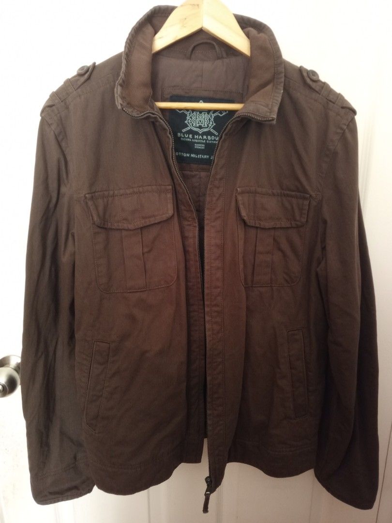 BLUE HARBOUR Marks Spencer Brown Men s Cotton Military Jacket SALE