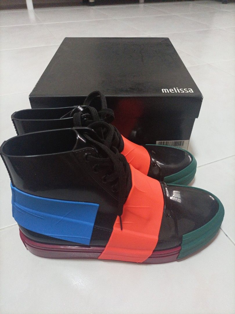 BNIB Melissa Crew Black Bordeaux orange