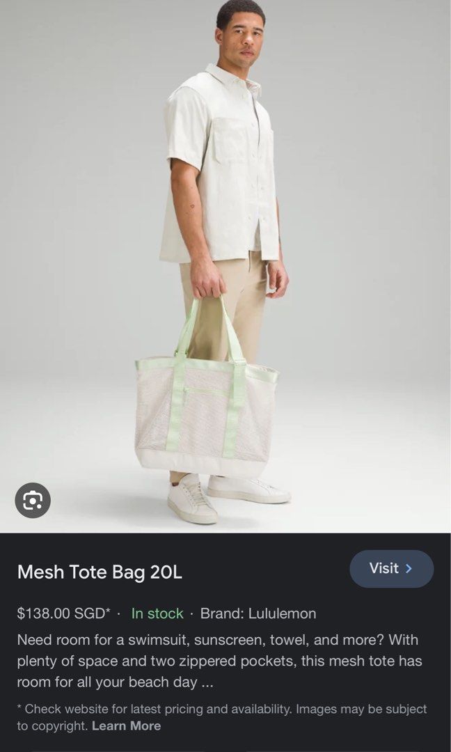 BNWT Lululemon Mesh Tote Bag Women s Fashion Bags Wallets Tote Bags on Carousell