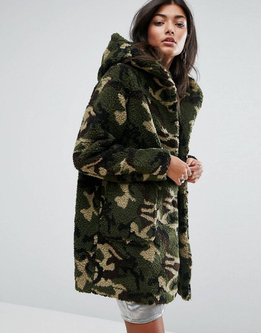 Furry camo outlet jacket