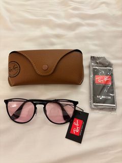 BNWT Ray-Ban RB3539 Erika Round Metal Sunglasses, Black/Pink, 54 mm