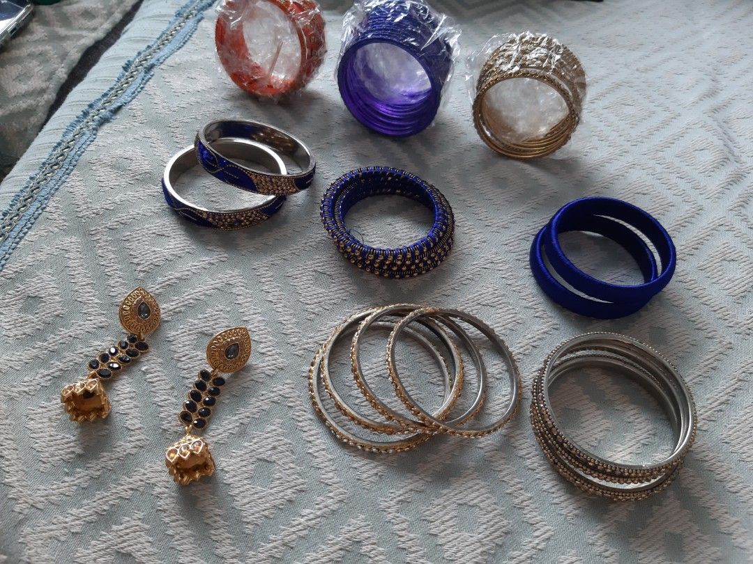 Bracelets and earrings new and some light used Indian jewelry