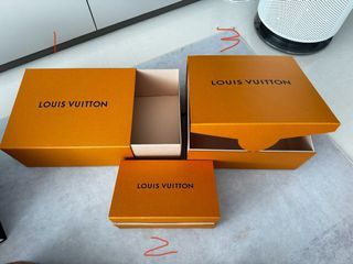 LOUIS VUITTON AUTHENTIC BOX AND PAPERBAG SET (also with ribbon and gift  dedication tag) - IN PERFECT BRAND NEW CONDITION - HARD MAGNETIC BOX (LV),  Luxury, Bags & Wallets on Carousell