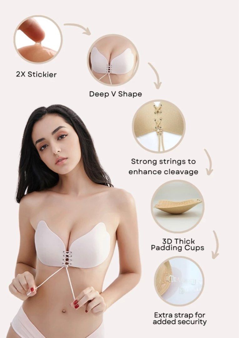 Butterfly Push Up Nubra Seamless Invisible Reusable Adhesive Stick on  Wedding Bra, Women's Fashion, New Undergarments & Loungewear on Carousell