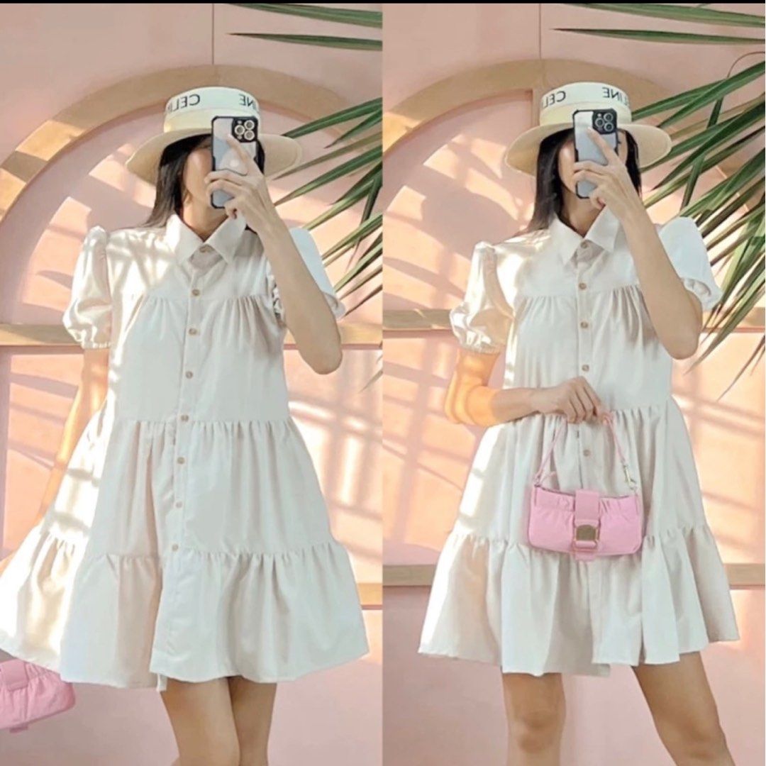 Button down babydoll dress top