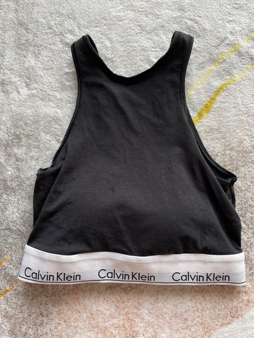 Calvin Klein scoop back padded crop top, Women's Fashion, Tops