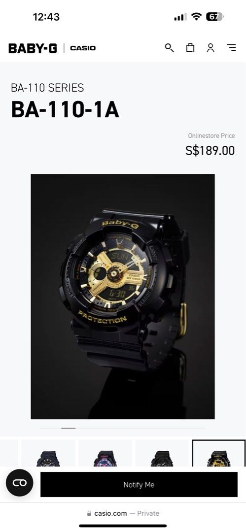 Baby g best sale ba 110 price