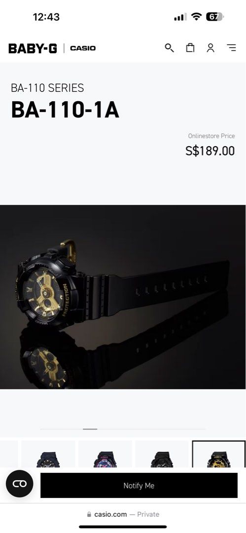 Casio Baby G BA 110 1A Black Women s Fashion Watches