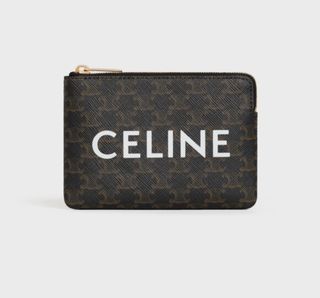 Celine Clutch With Chain Triomphe Canvas Lambskin White/Tan – Coco
