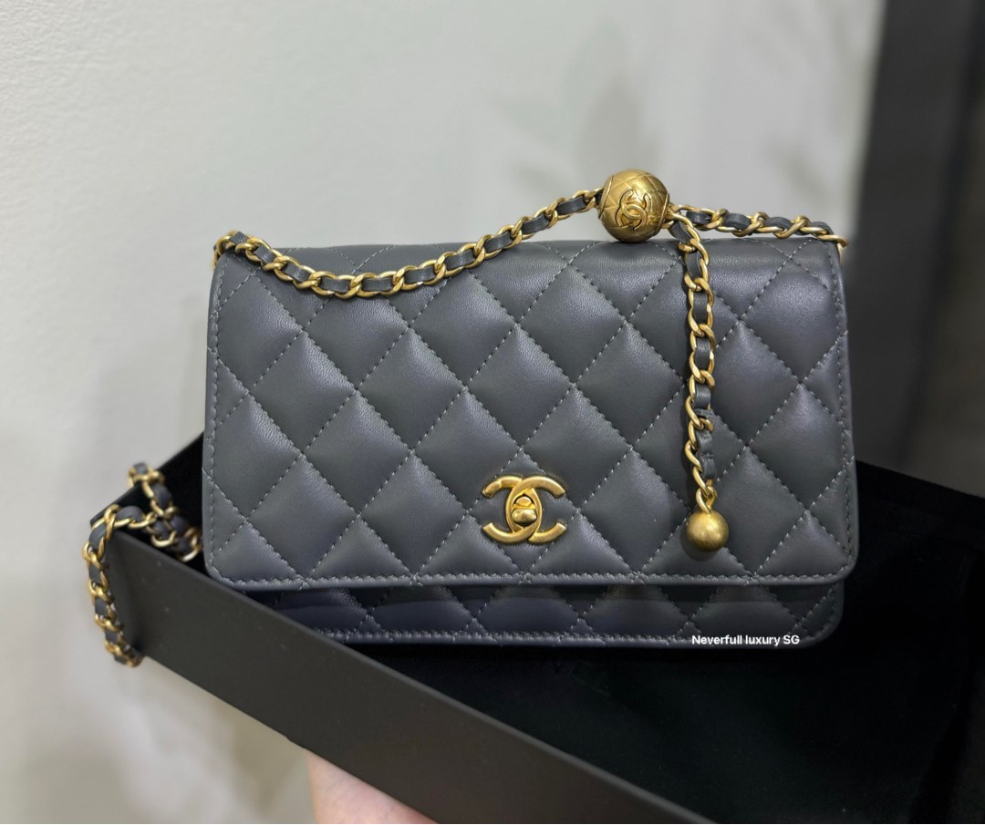 Chanel WOC 23K Dark Grey Quilted Lambskin Pearl Crushed GHW, Luxury, Bags &  Wallets on Carousell