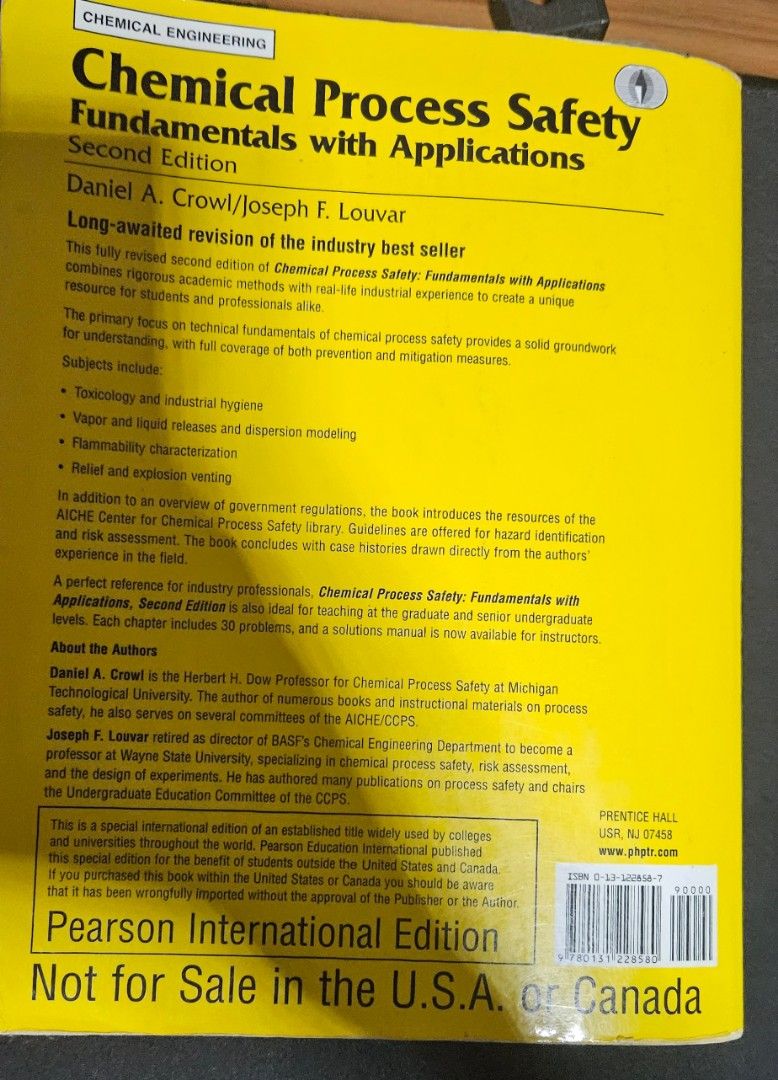Chemical Process Safety Fundamentals with Applications (2nd Edition ...