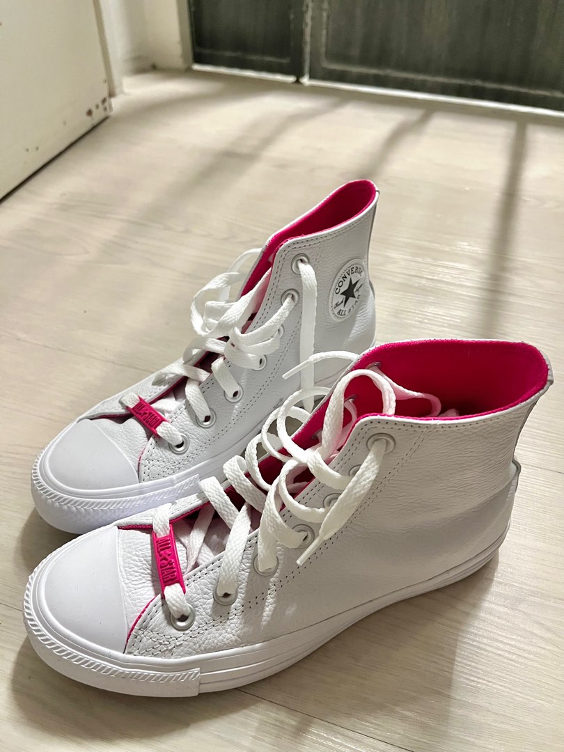 Converse Chunk White with Pink Leather Sneakers Shoe