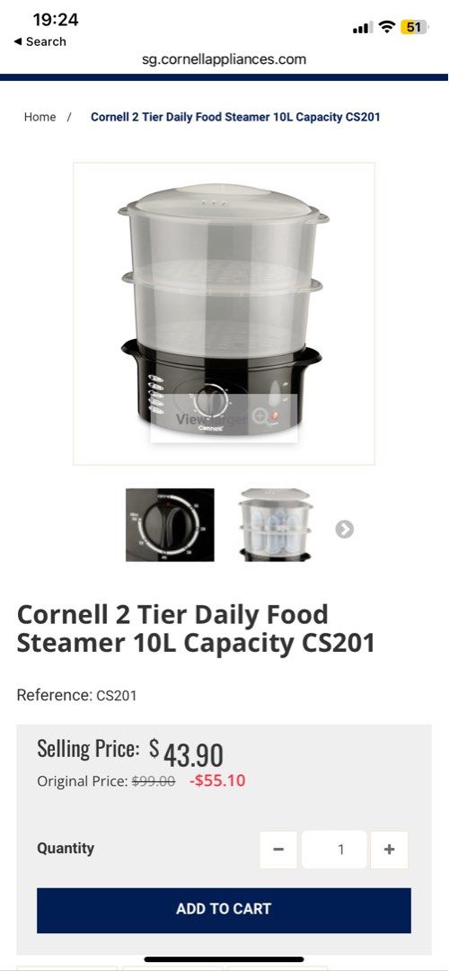 Cornell 2 Tier Daily Food Steamer 10L Capacity CS201 - Amtek Marketing  Services Pte Ltd