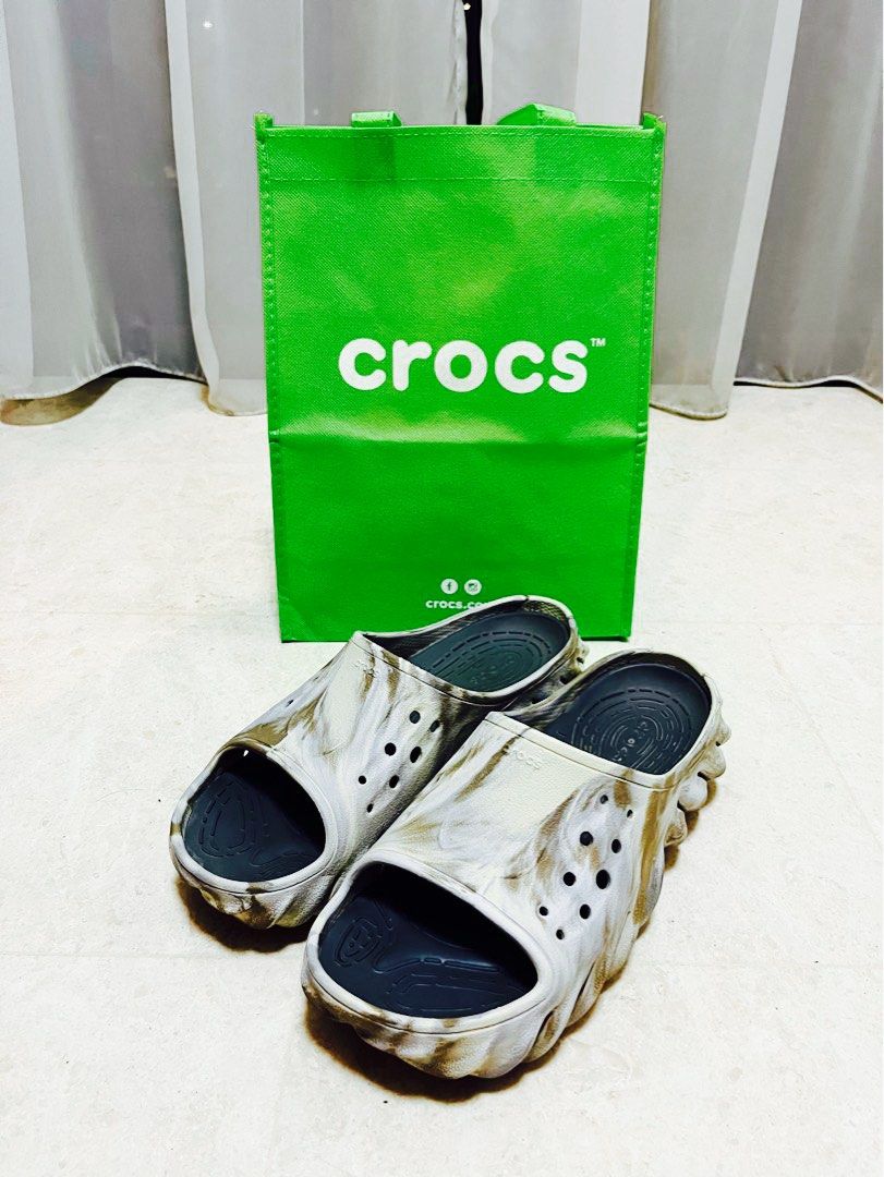 Crocs Echo Marble Slides Men Slippers Sliders Slip On Shoes