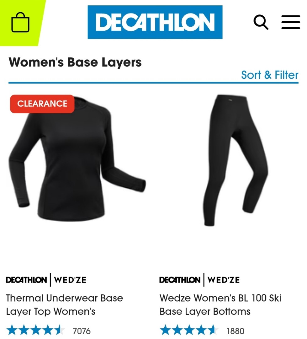 Decathlon Women Base Layer Thermal Wear Wedze, Women's Fashion, Activewear  on Carousell