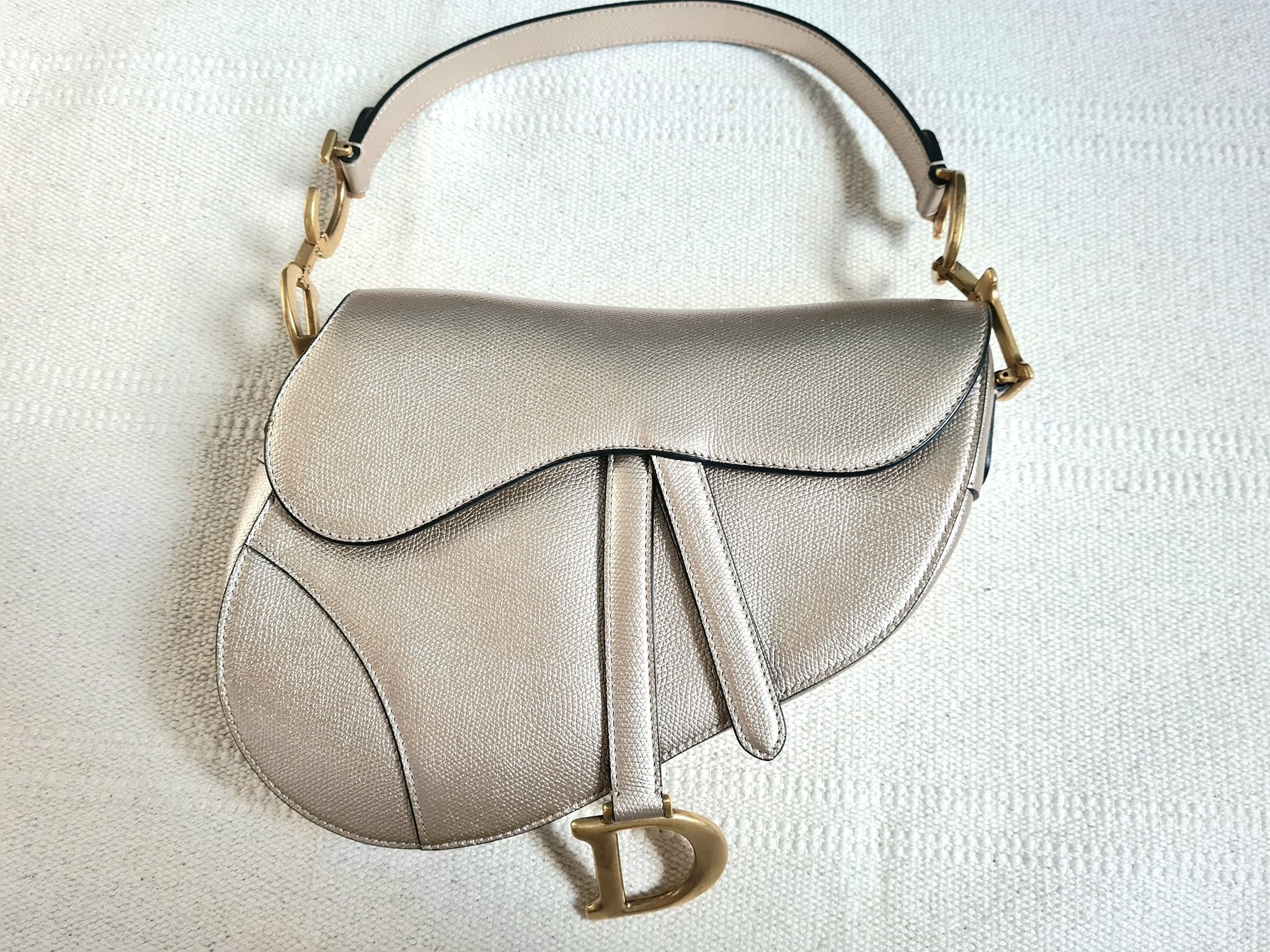 Dior metallic saddle bag discount