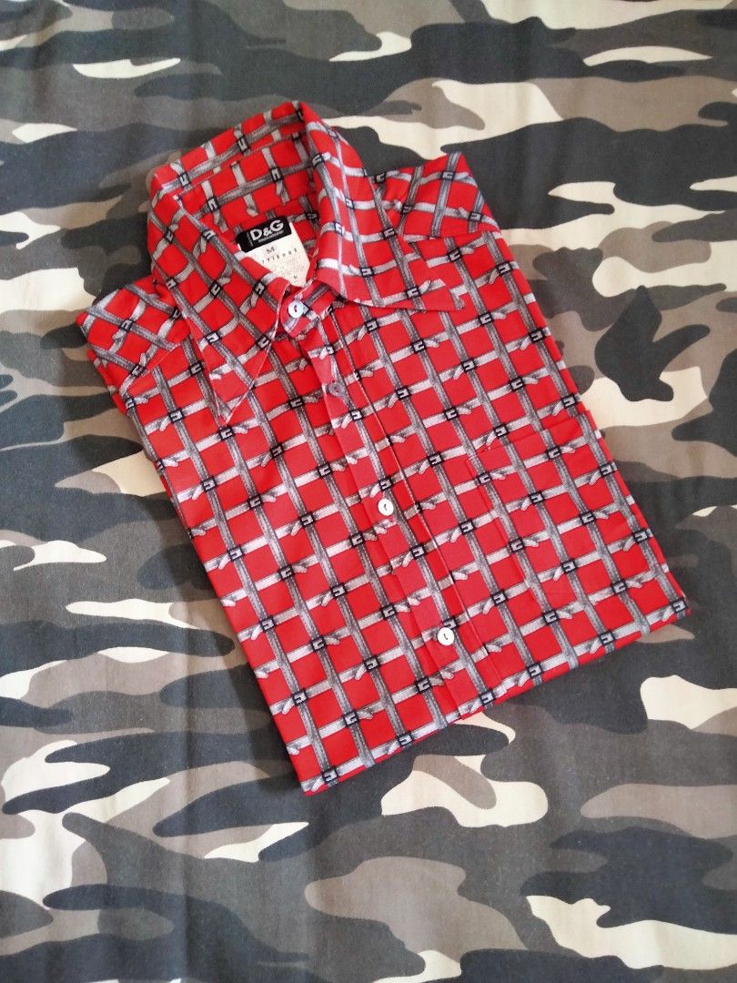 1950s Atomic Square Print Shirt - Red