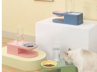 Elevated pet bowl with automatic water dispenser cat bowl dog bowl