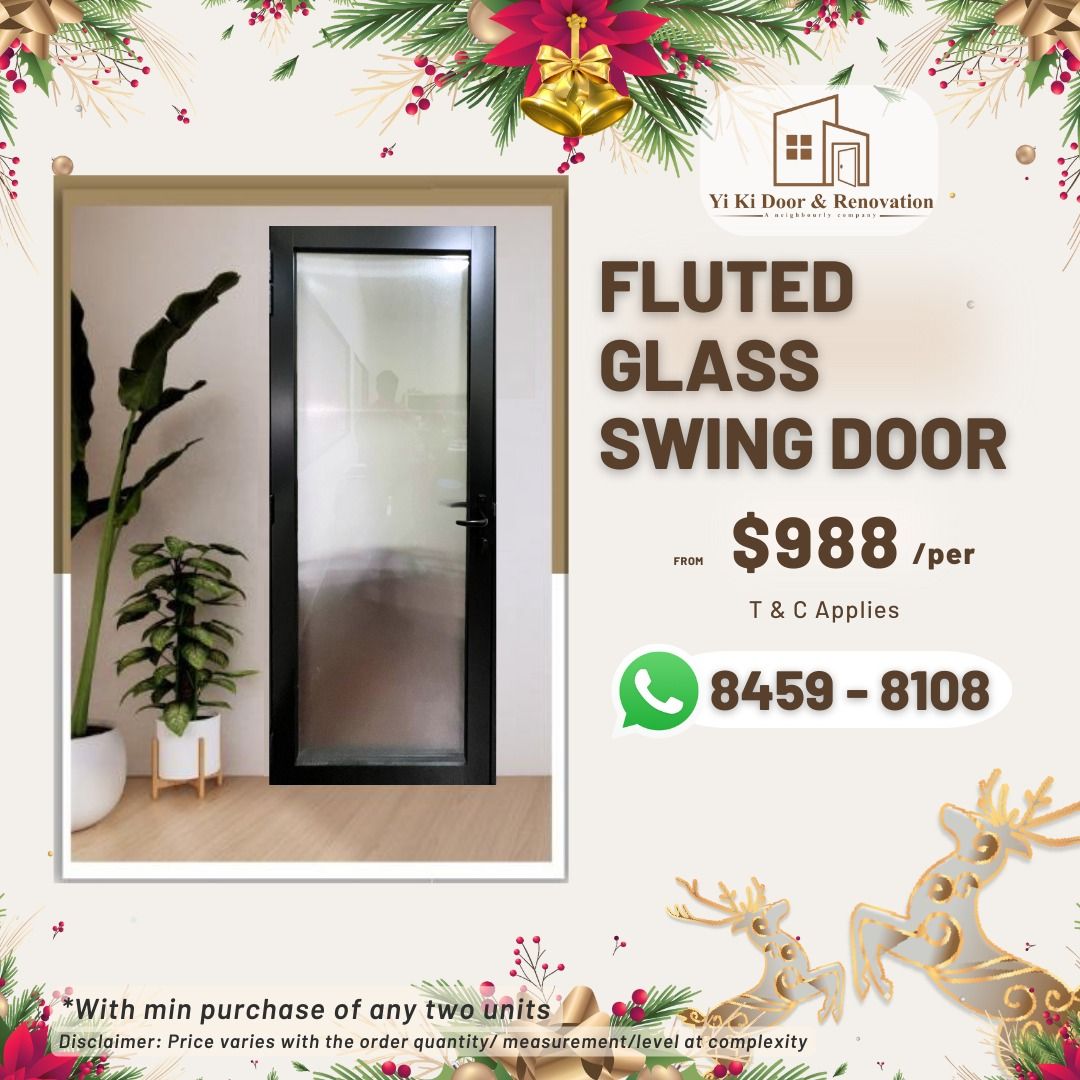 Fluted Glass Swing Door, Furniture & Home Living, Furniture, Other Home