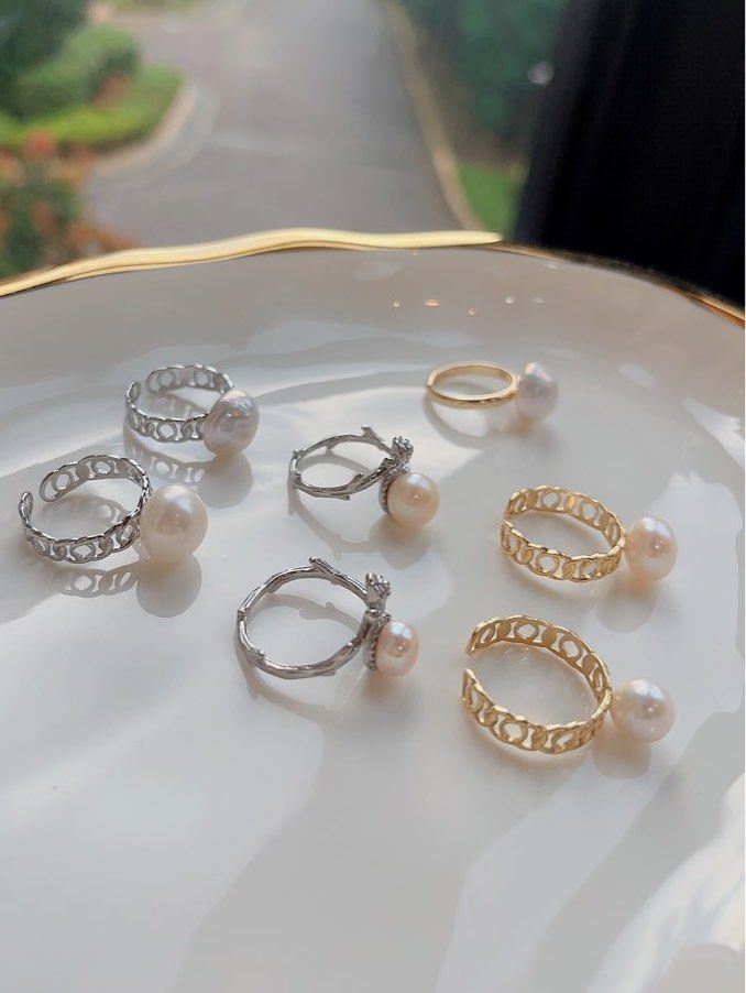 Freshwater pearl hot sale ring silver