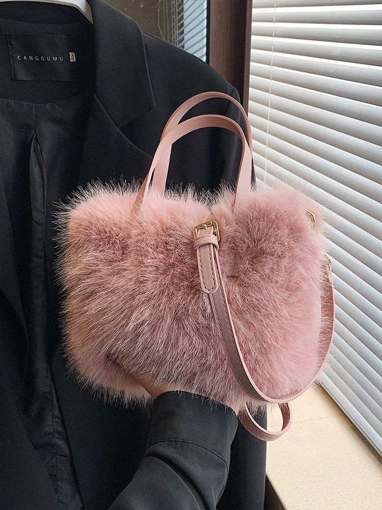 Pink furry 2025 purse