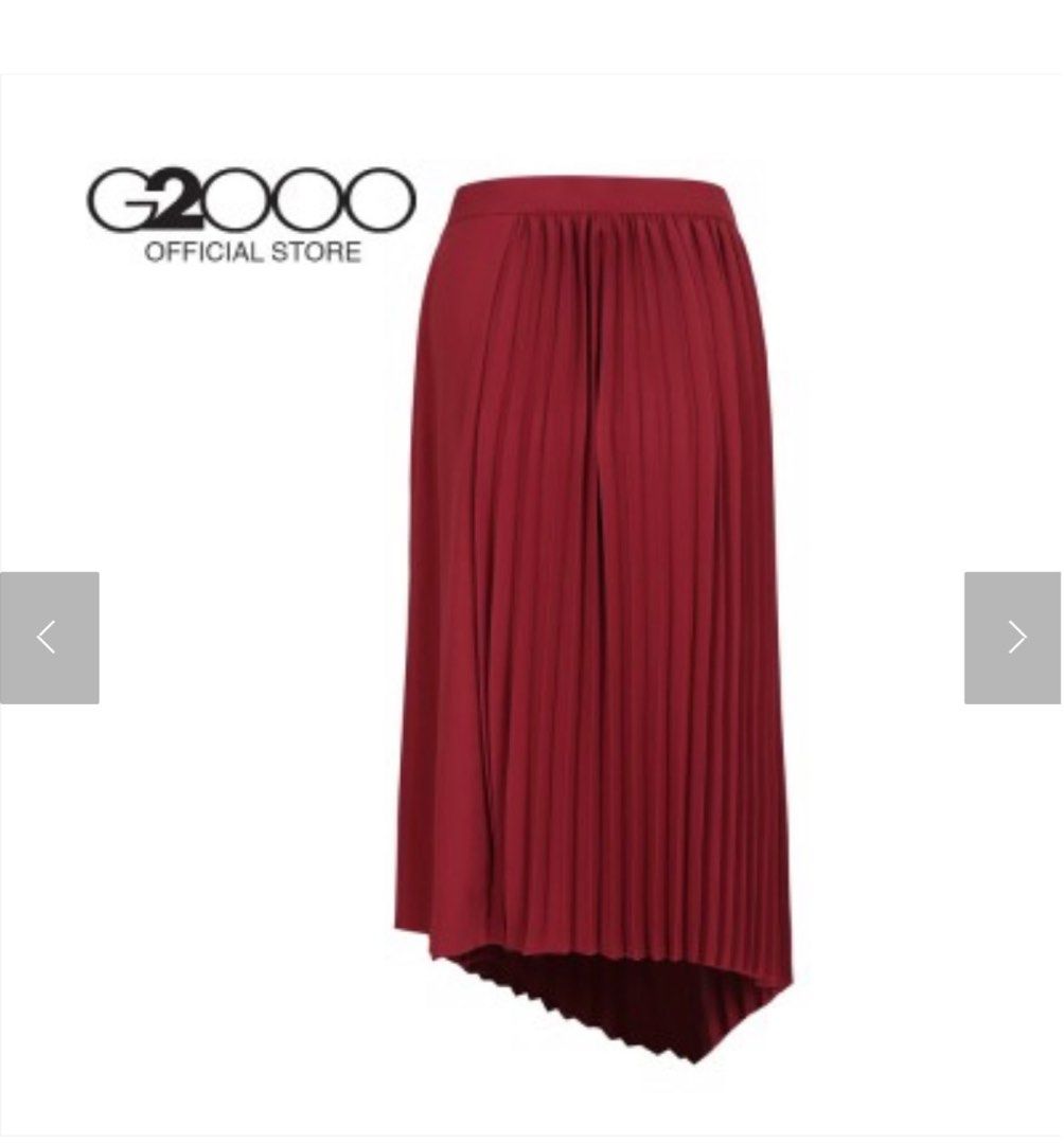 G2000 Red Chiffon Pleated Skirt Womens Fashion Bottoms Skirts On Carousell 