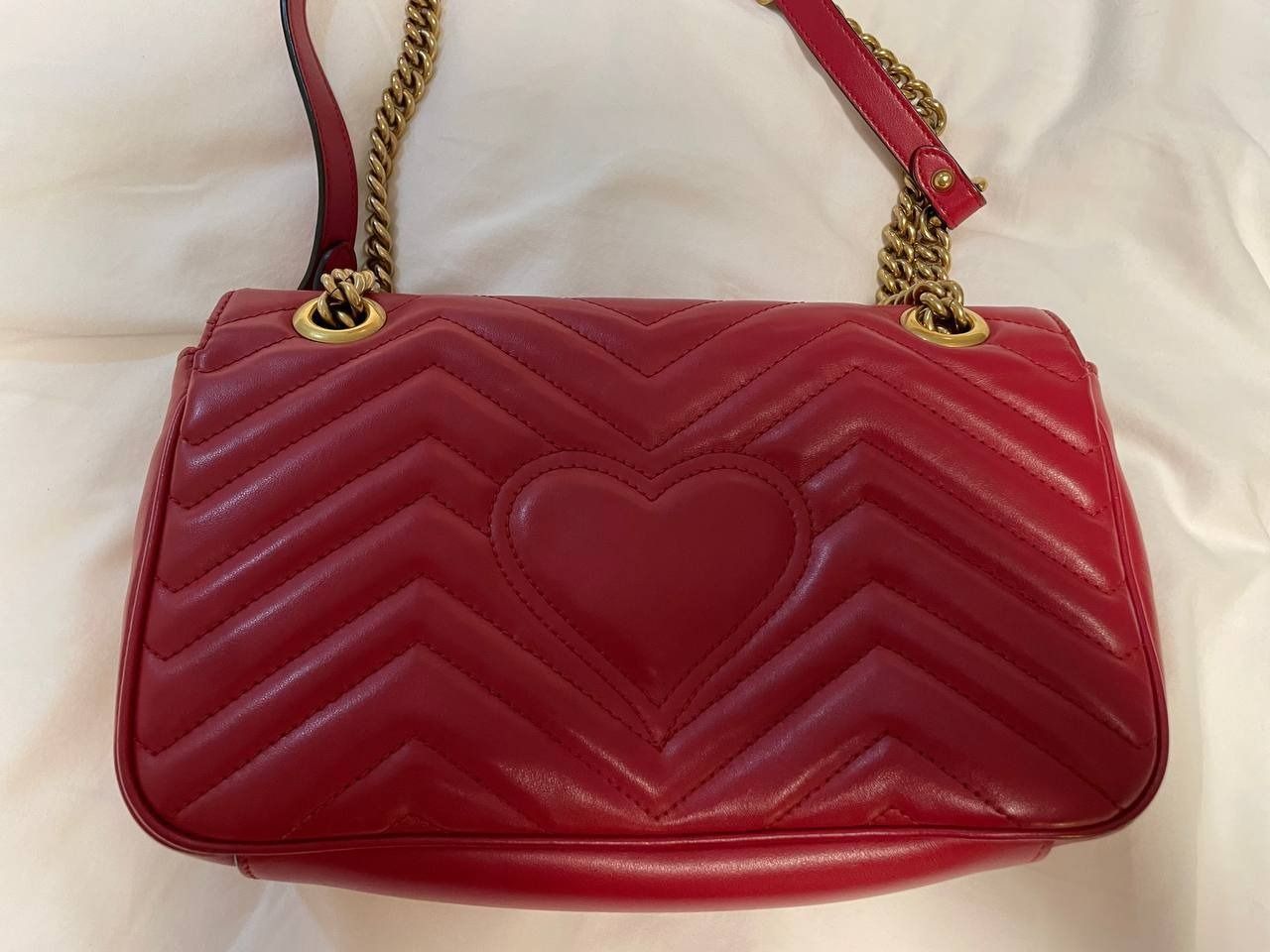GUCCI GG MARMONT SMALL SHOULDER BAG RED Luxury Bags Wallets on